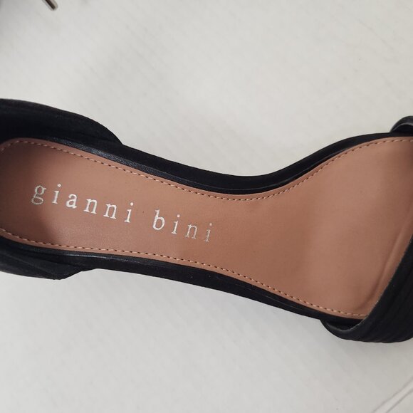 Gianni Bini Size 10 Ankle Tie Block Heel Black Suede Rhiaann Women's Sandals - Picture 9 of 12